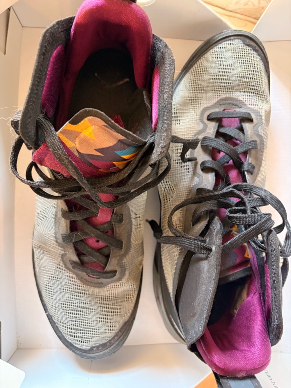 Jordan men’s Athletic Sneakers in Gray with Magenta and Multicolor Accents